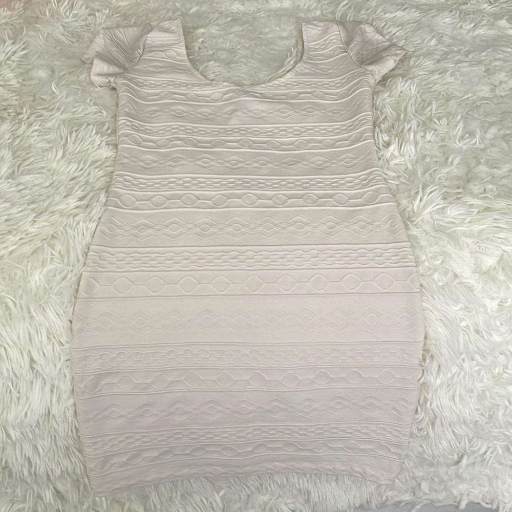 White bodycon ribbed mini dress